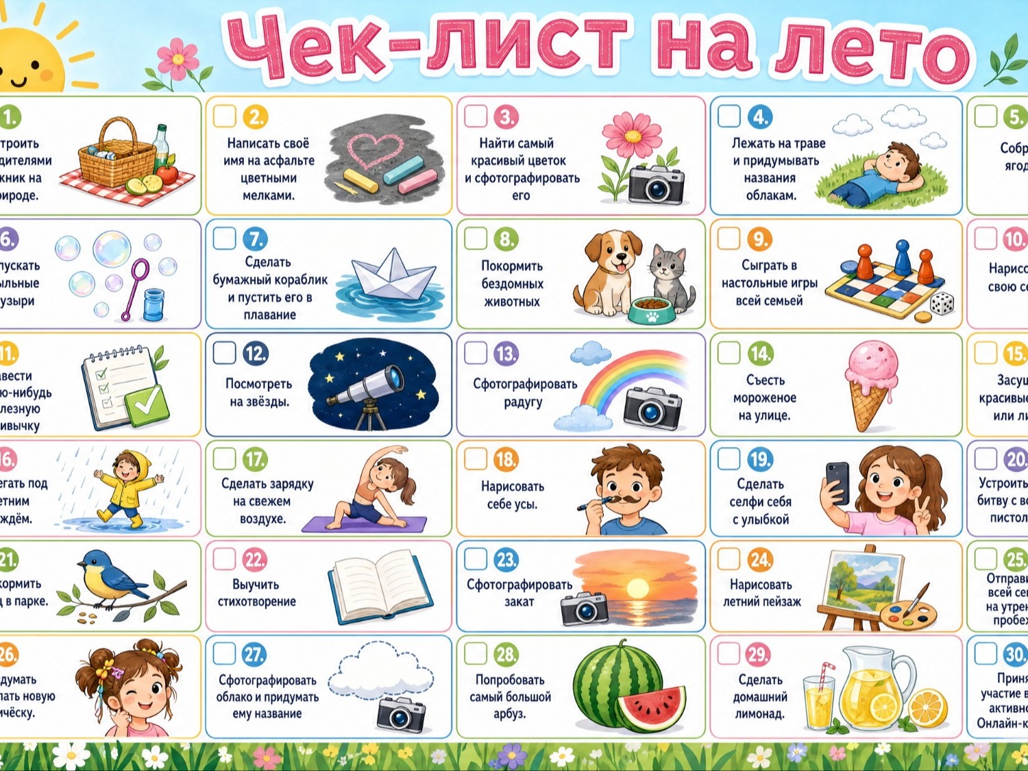 чек-лист на лето.